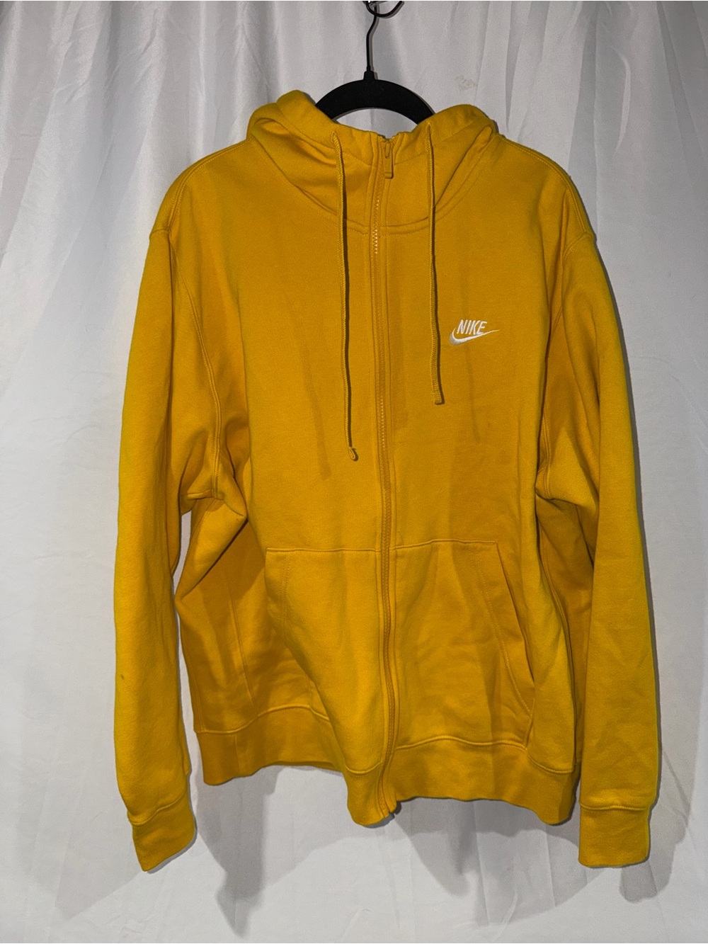 Nike Jacket Yellow Full-Zip Hoodie Long Sleeve Pockets Mustard